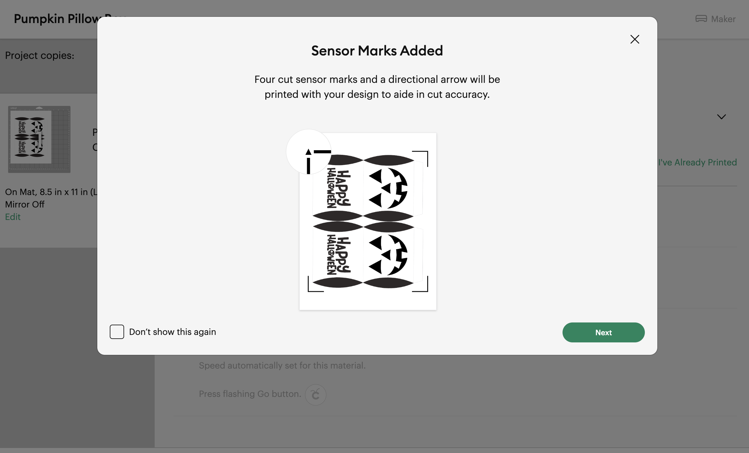 sensor marks added